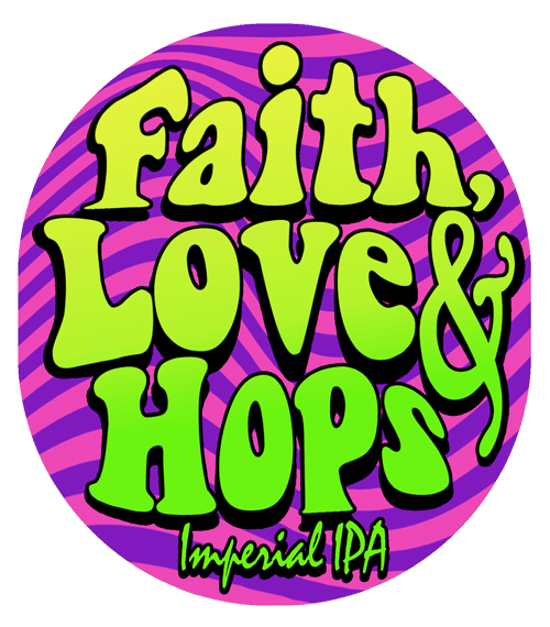 faith love hops beer label design