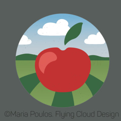 apple farm logo textured