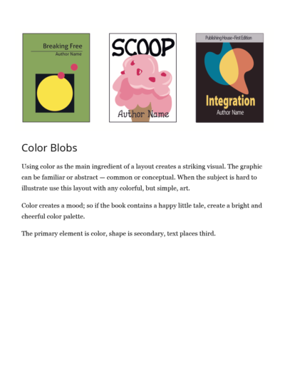 book cover design color blobs