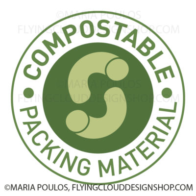 compostable packing material logo - green