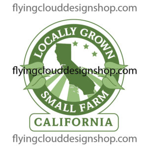 grown locally small farm California logo, stock art vector