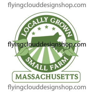 grown locally small farm Massachusetts logo, stock art vector